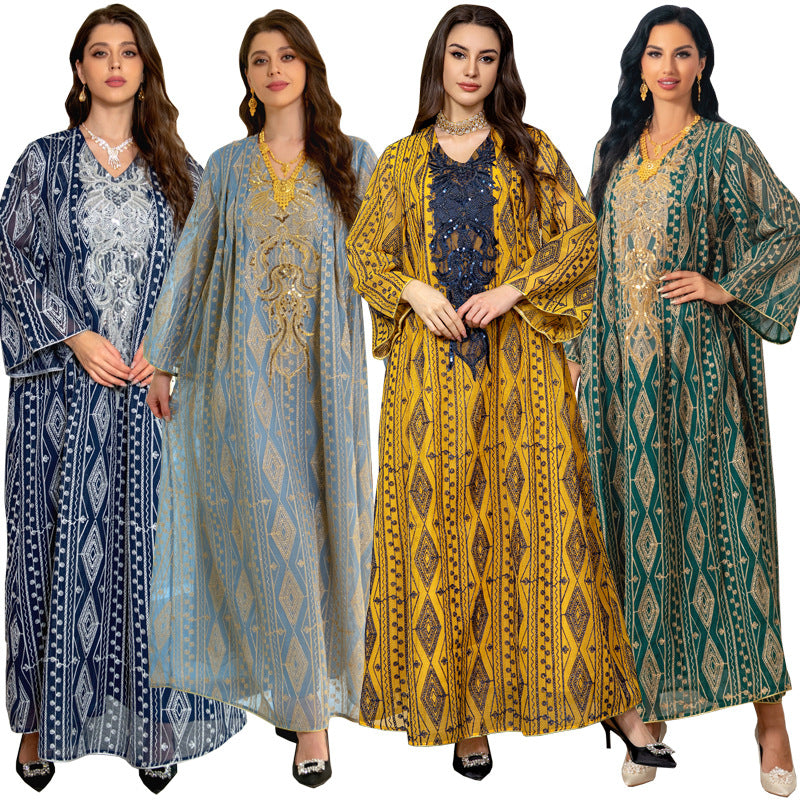 Muslim Saudi Dubai Evening Gown Embroidered Robe