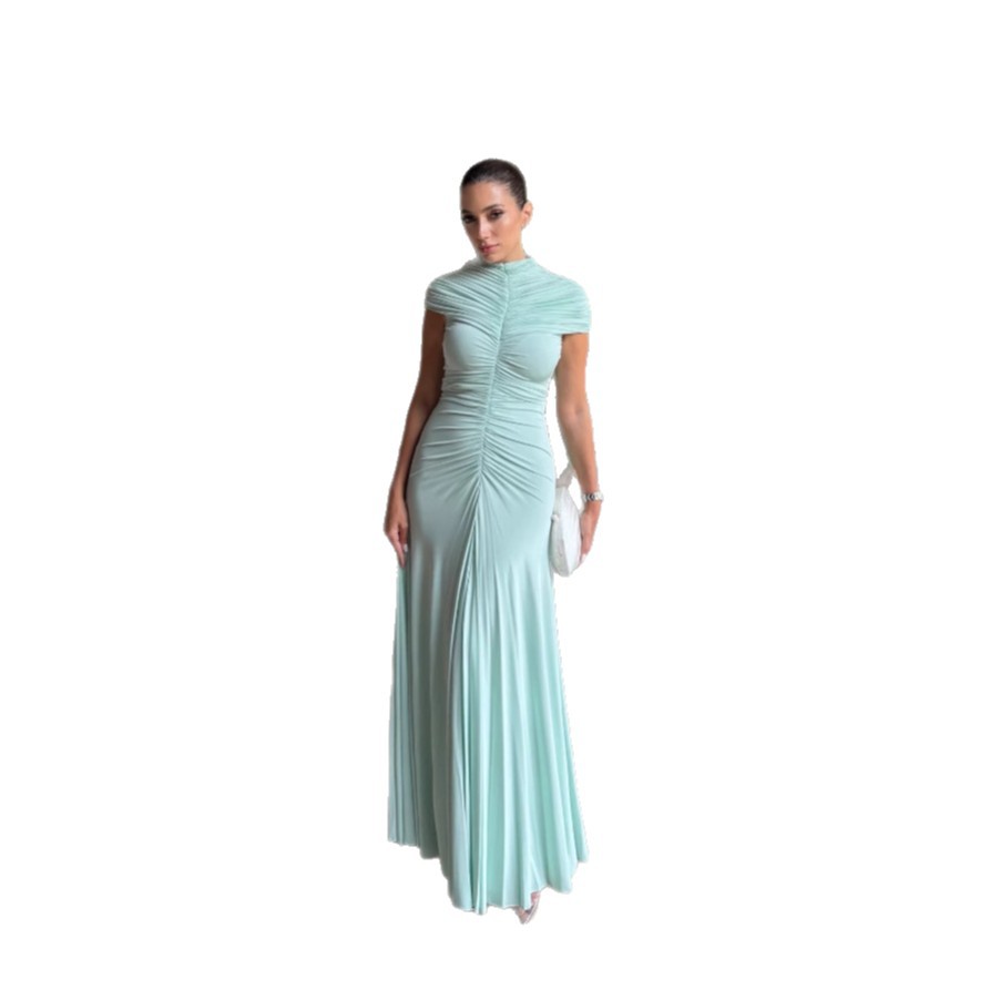 Womens Clothing Mesh Ruffle Dress Hugging Sheath Maxi Skirt