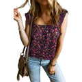 Fashion Floral Short Vest Women Ruffles