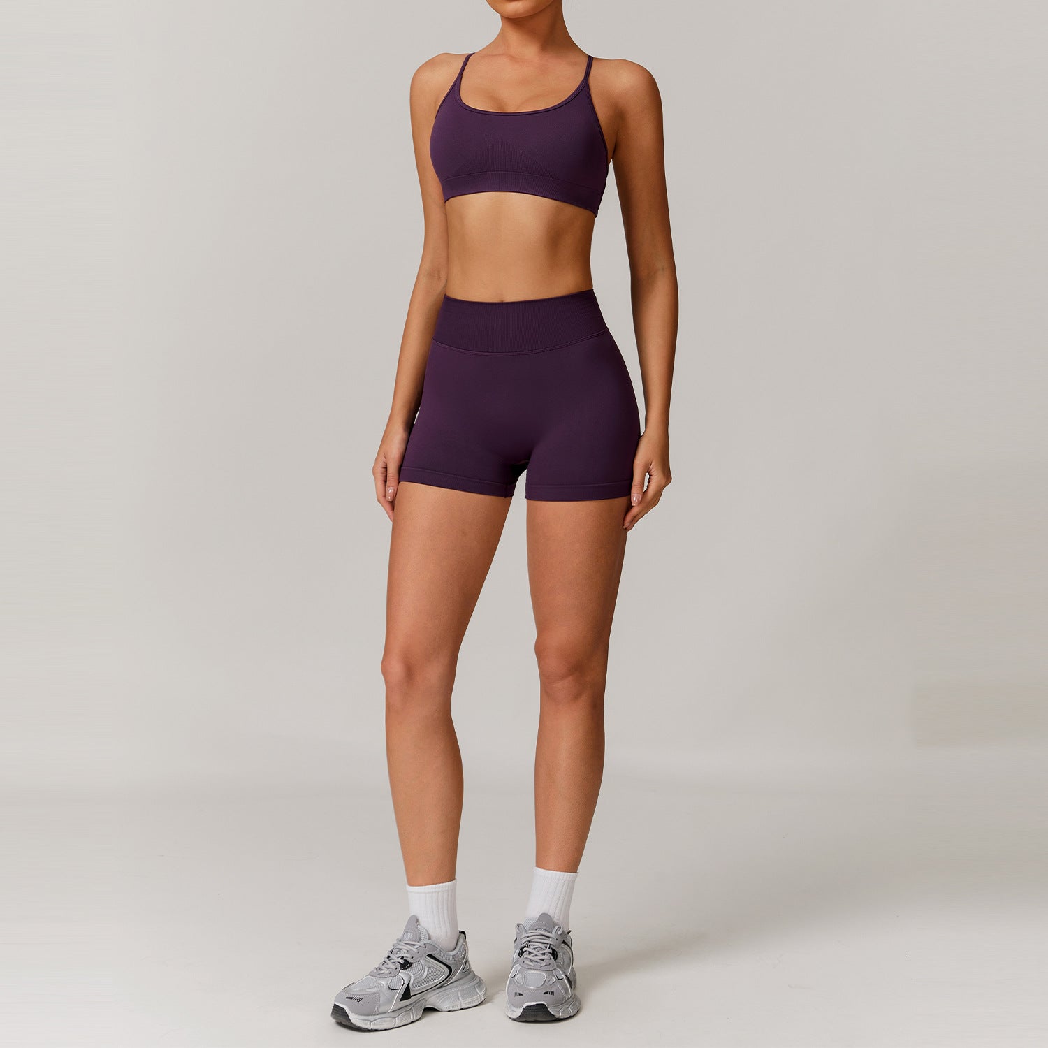 Seamless Beauty Back Yoga Clothes Running Quick-drying Tight Sports Fitness Clothes Suit Women