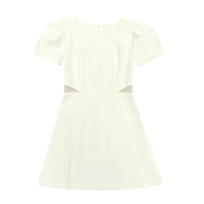 New Waist-tight Slimming Puff Sleeve Short-sleeved Elegant Midriff Outfit A- Line Skirt For Women