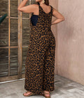 Leopard-print Strap Jumpsuit Plus-size Womens Clothing