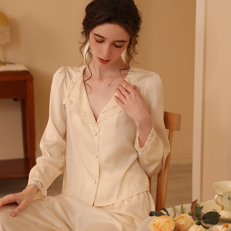 Fashionable Lapel V-neck Home Clothes Woman
