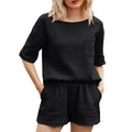 New Summer Cotton And Linen Pocket Suit Holiday Style Home Wear Women