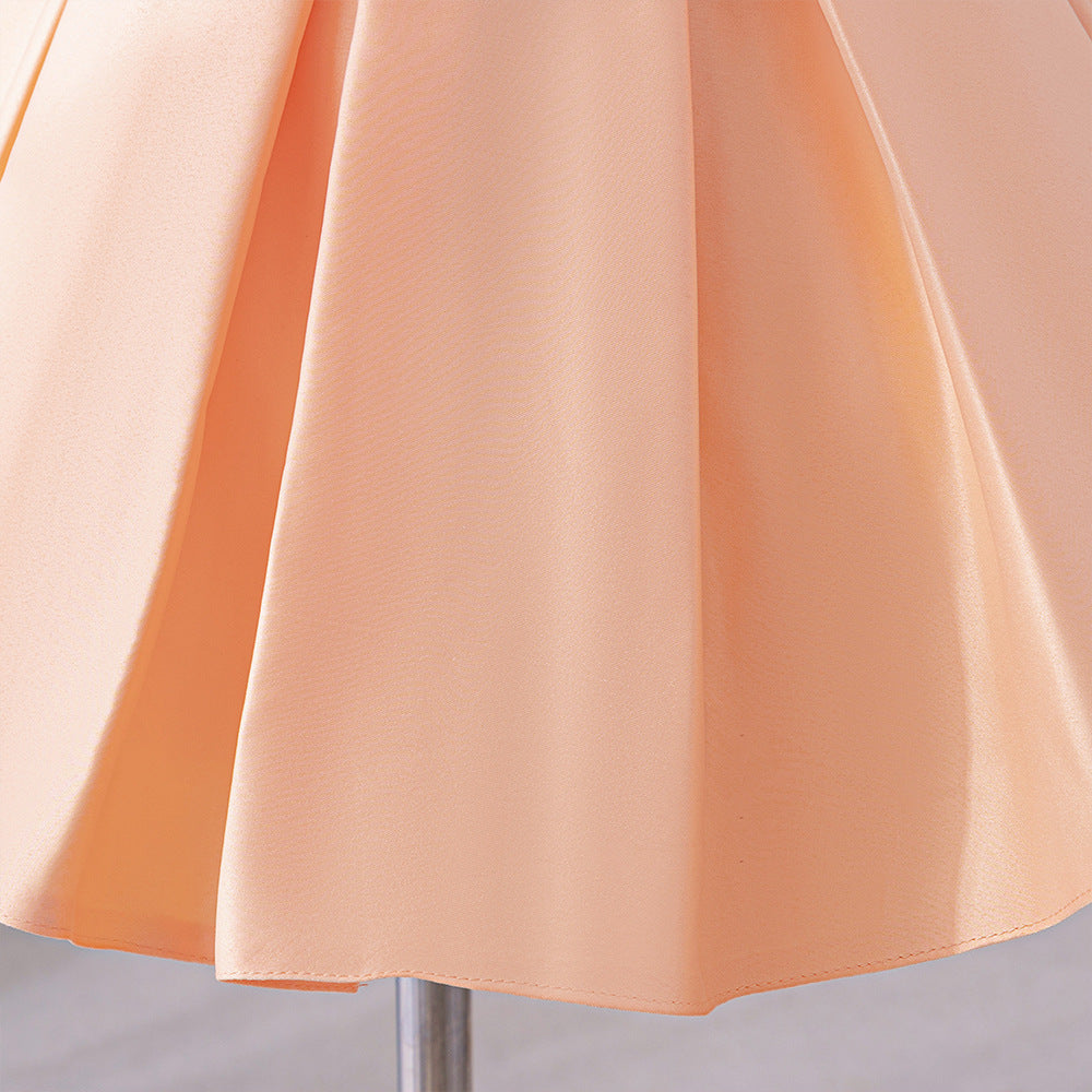 Girls Birthday Party Sequined Suspender Forged Cloth Dress