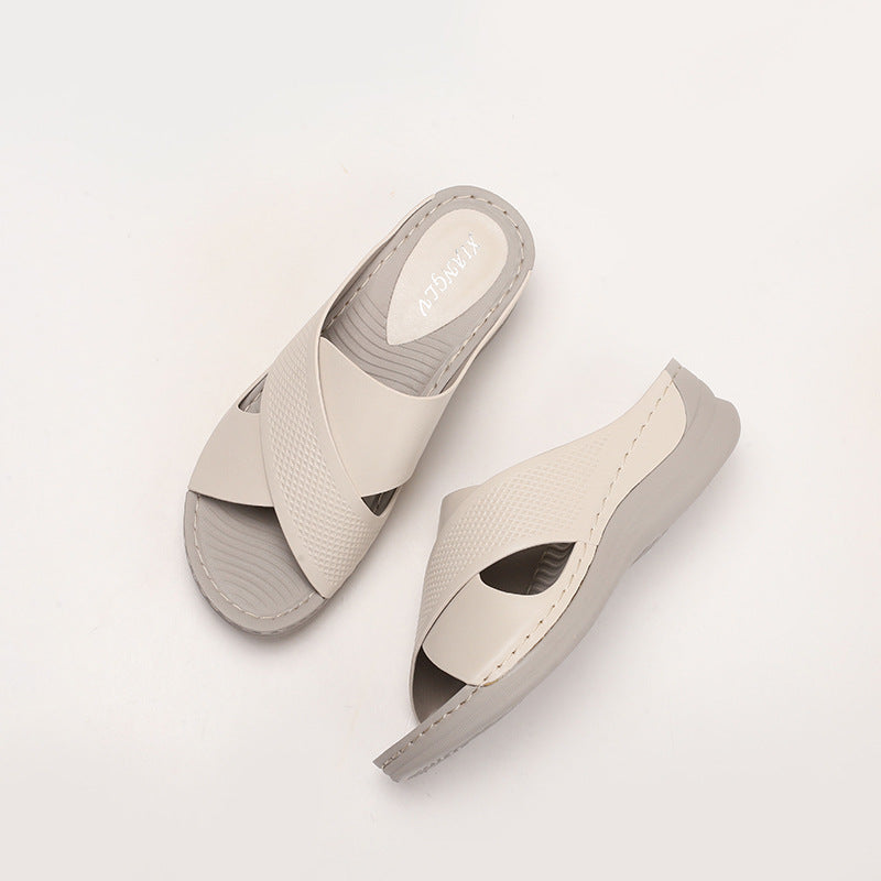 New Summer Fish-mouth Shoes For Women Chunky-sole Slide Sandals
