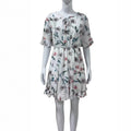 V-neck Lace-up Floral Print Dress Womens Clothing