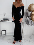 Autumn Winter Long Sleeve V Neck Ladies Fashion Dress