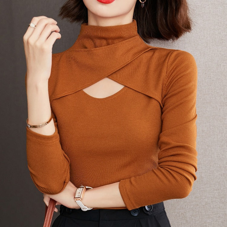 The New Autumn Ladies Temperament Fashion Asymmetric Bottoming Shirt